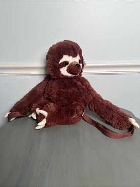 Plush Backpack Brown Sloth- Soft Brown Animal Buddy.